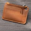 Retro Leather Card Holder  Change Bag  Mini Bag Cowhide Portable Zipper Hanging Key Thin Coin Bus Card Cover
