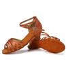 Детские туфли для латиноамериканских танцев для девочек, низкий каблук, женские бальные туфли для танго, сандалии, каблук 4 см