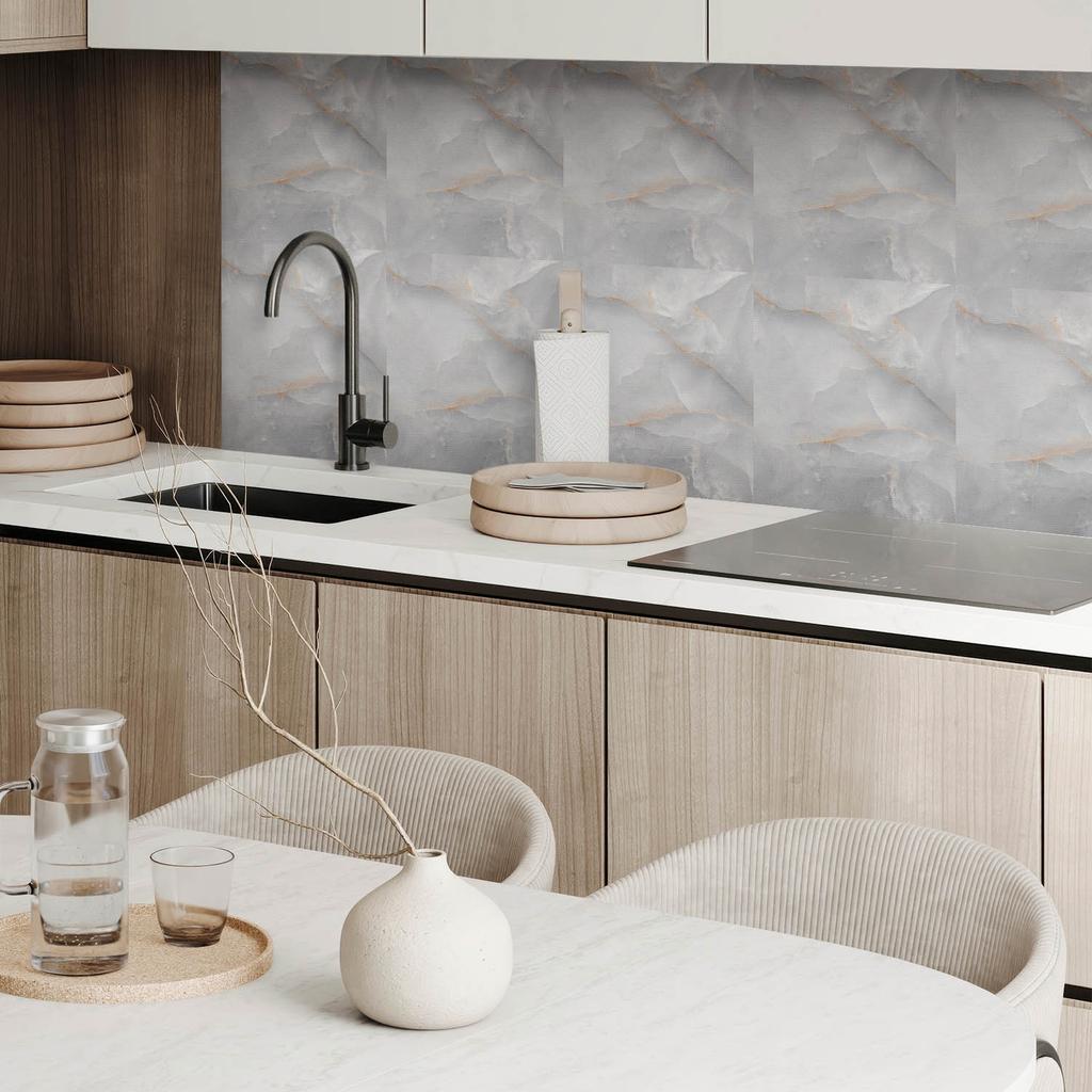 Self-Adhesive Printed Tiles - Perfect for the Kitchen Elegant Marble Pattern 9x30x30 cm