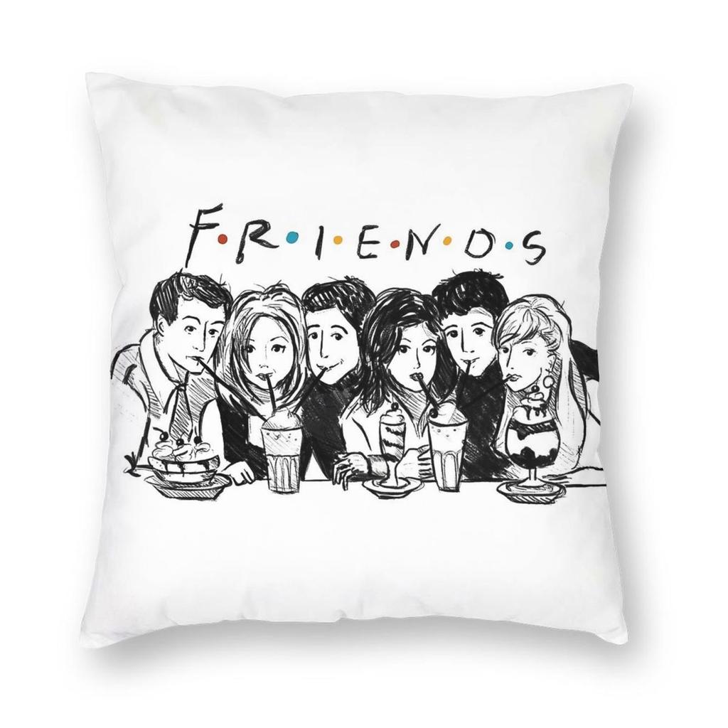 Friends Crew Square Pillowcase Polyester Linen Velvet Pattern Zip Decor Throw Pillow Case Sofa Cushion Cover