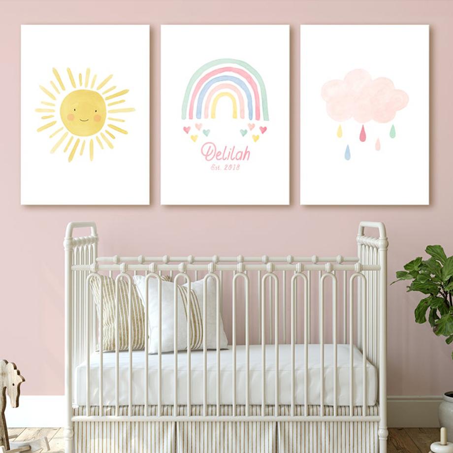 Карта мира животных алфавит ABC номер солнце облако плакат настенная живопись на холсте детская печать настенные картины декор для детской комнаты