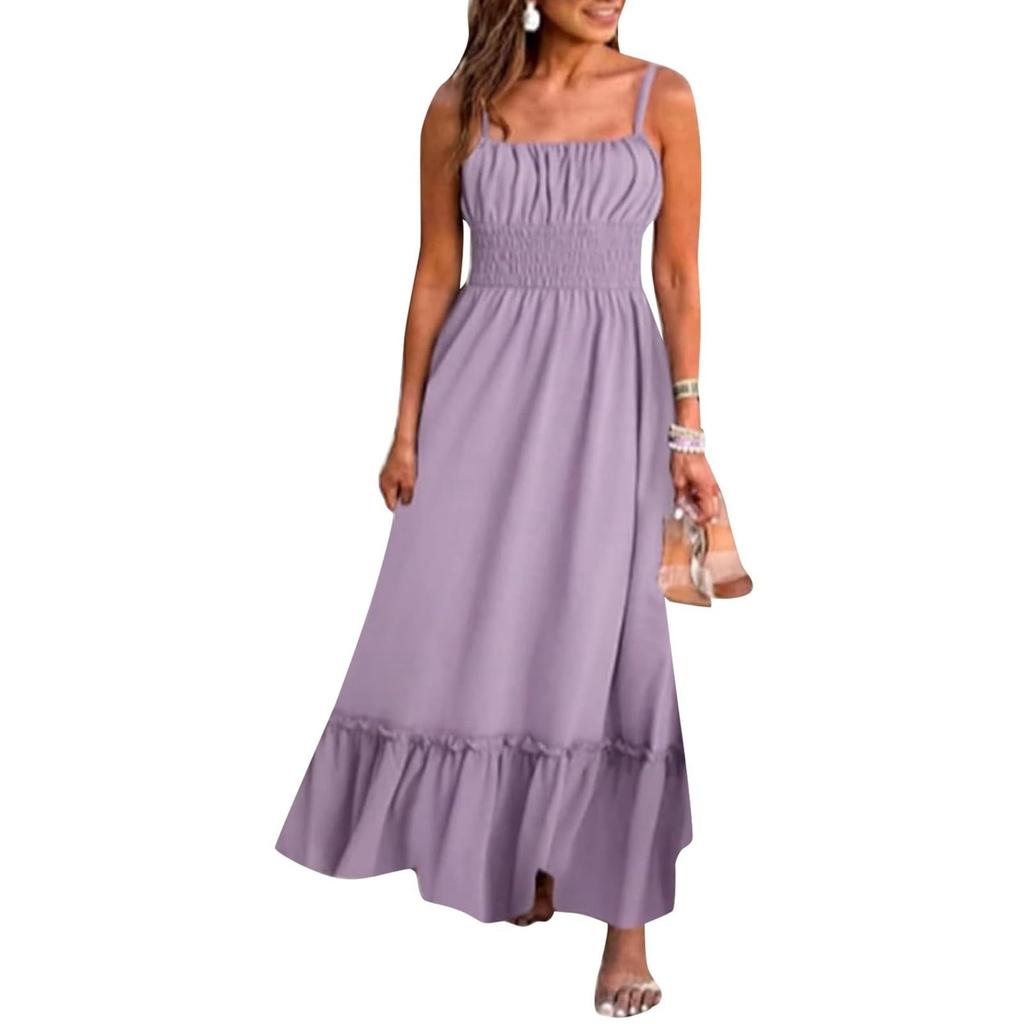 Женское летнее платье макси без рукавов с цветочным принтом на тонких бретельках, пляжное длинное платье в стиле бохо, пляжная одежда для отпуска
