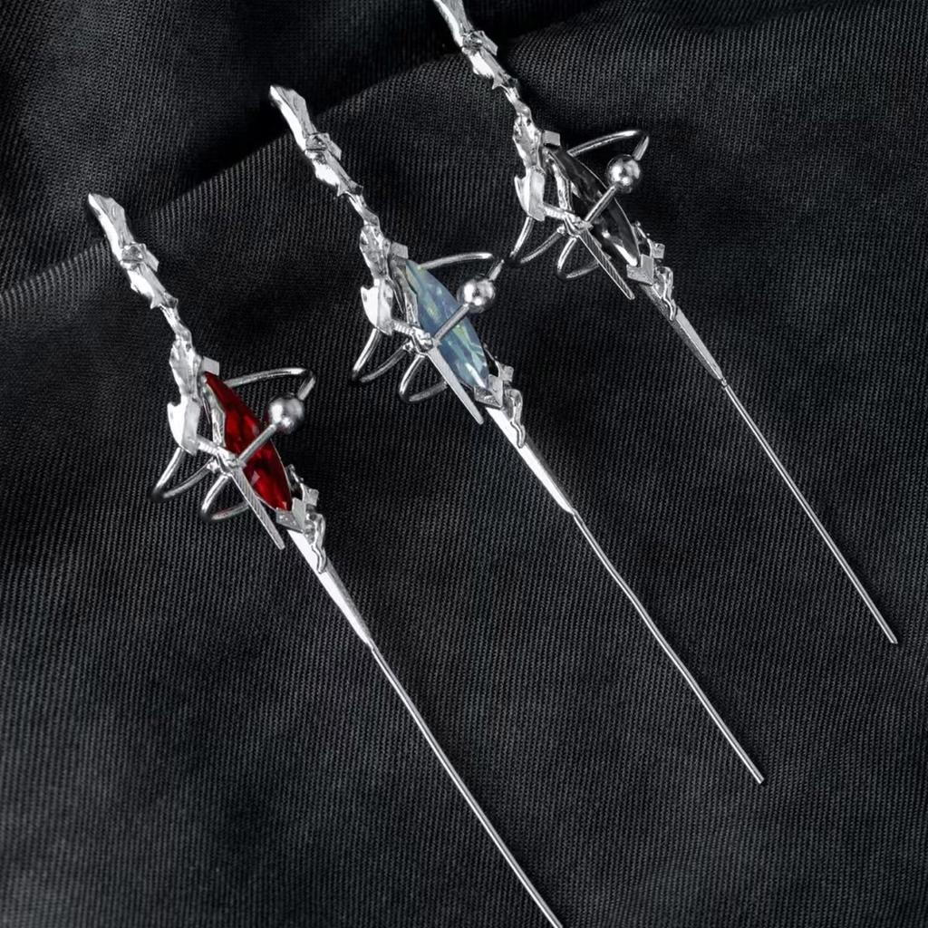 Gothic Dark Aesthetic Piercing Earring Stylish Ear Needle Surround Auricle Diagonal Stud for Nightclub and Party Wear