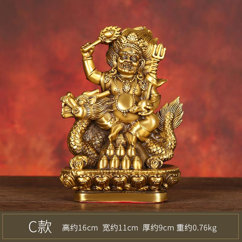 Yellow Of Statue Full Copper Buddha Riding Dragon Of White Of Black God Of Wealth Home Study Sh