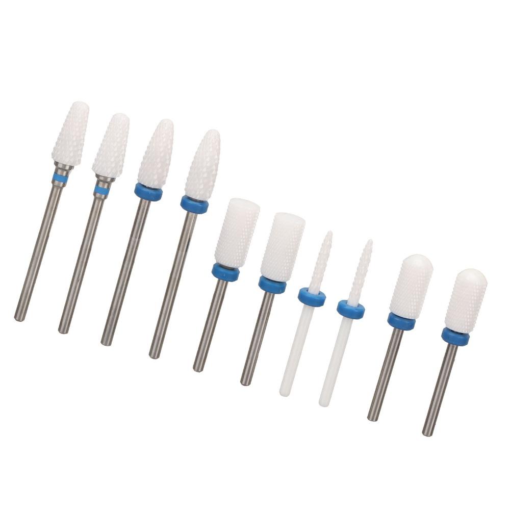 10pcs Ceramic Ceramic Nail Drill Bit Set Nail Surface Polishing And Shaping