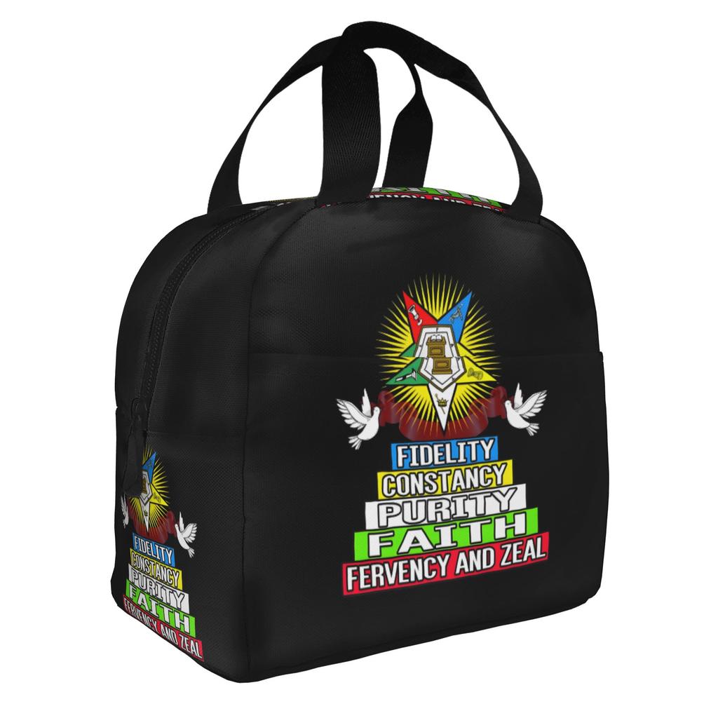Order Of The Eastern Star Logo Thermal Insulated Lunch Bags Women Portable Lunch Container for School Multifunction Food Box