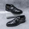 Summer Men Genuine Leather Antiskid Sandals Casual Leather Hollow Soft Bottom Breathable Outdoor Shoes Classic Fashion Sandals