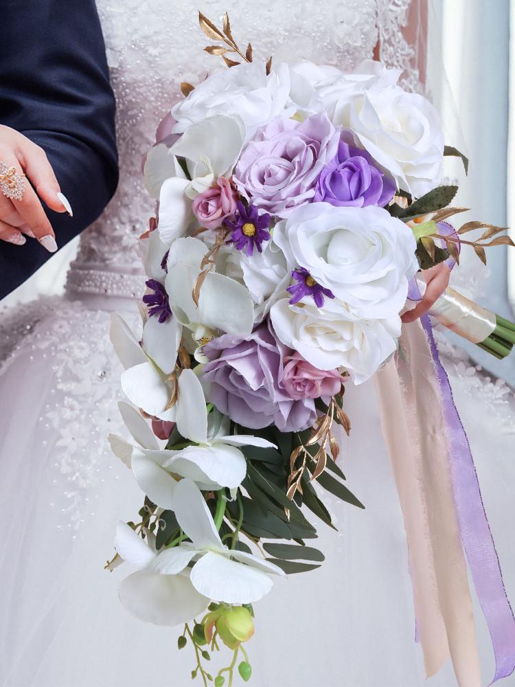 1шт искусственный букет каскадные искусственные цветы свадебные букеты для невесты свадебные букеты для невесты для свадебной церемонии и годовщины