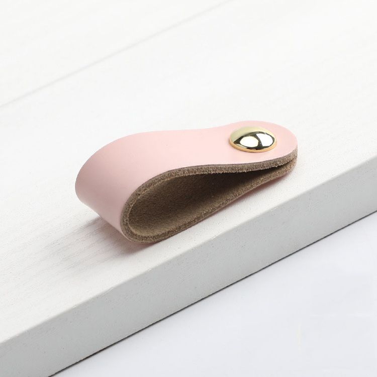 Furniture Wardrobe Head Layer Leather Pull Handles Children's Anti-Collision Cabinet Door Drawer Leather Handle