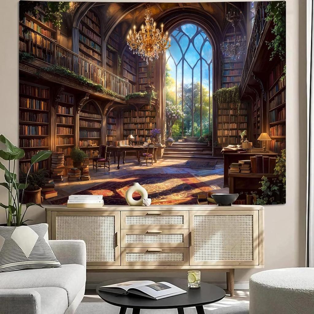 Винтажный Фэнтези Сказочный Домик на Дереве Книги Спальня Гостиная Общежитие Класс Напечатанный Гобелен Гостиная Спальня Дом Де