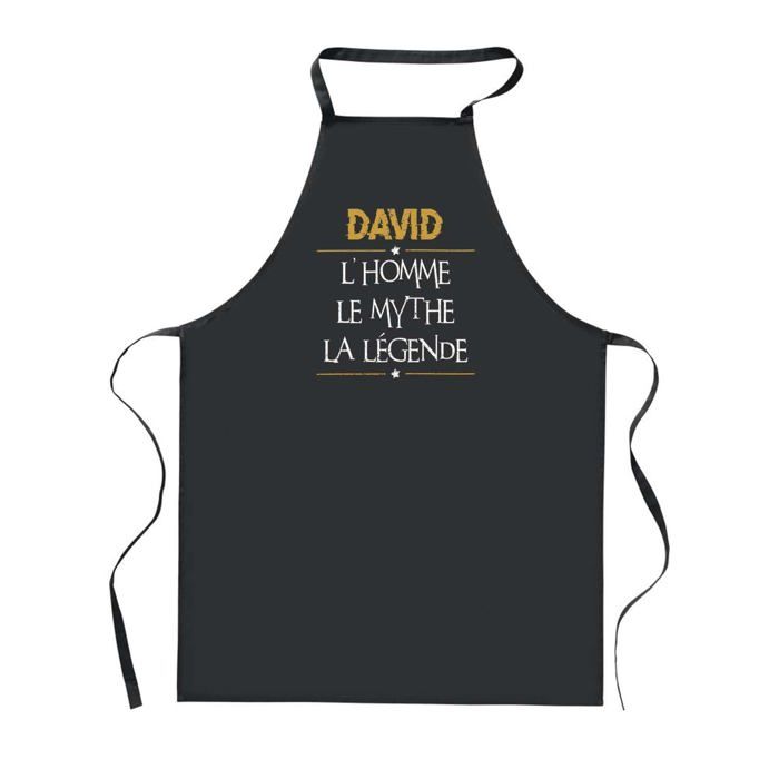 Tablier de cuisine - David Homme Mythe Légende - Noir et jaune - Coton résistant - Impression française