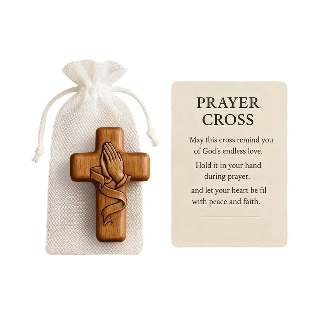 Cross Gift Handheld Comfort Inspirational Reminder, Spiritual Wooden With Pocket For Encouragement & Thoughtful Christians Gifts