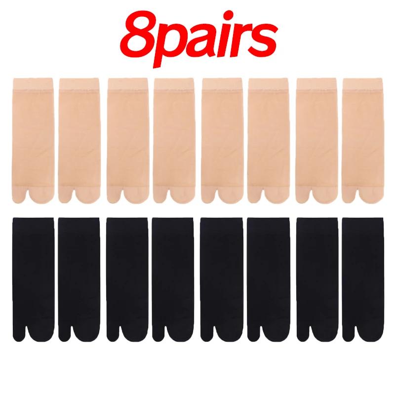 Two Toed Crystal Silk Socks Clear White Black Breathable Cool Stockings Unisex Japanese Men Women Summer Ultra-Thin Tabi Socks