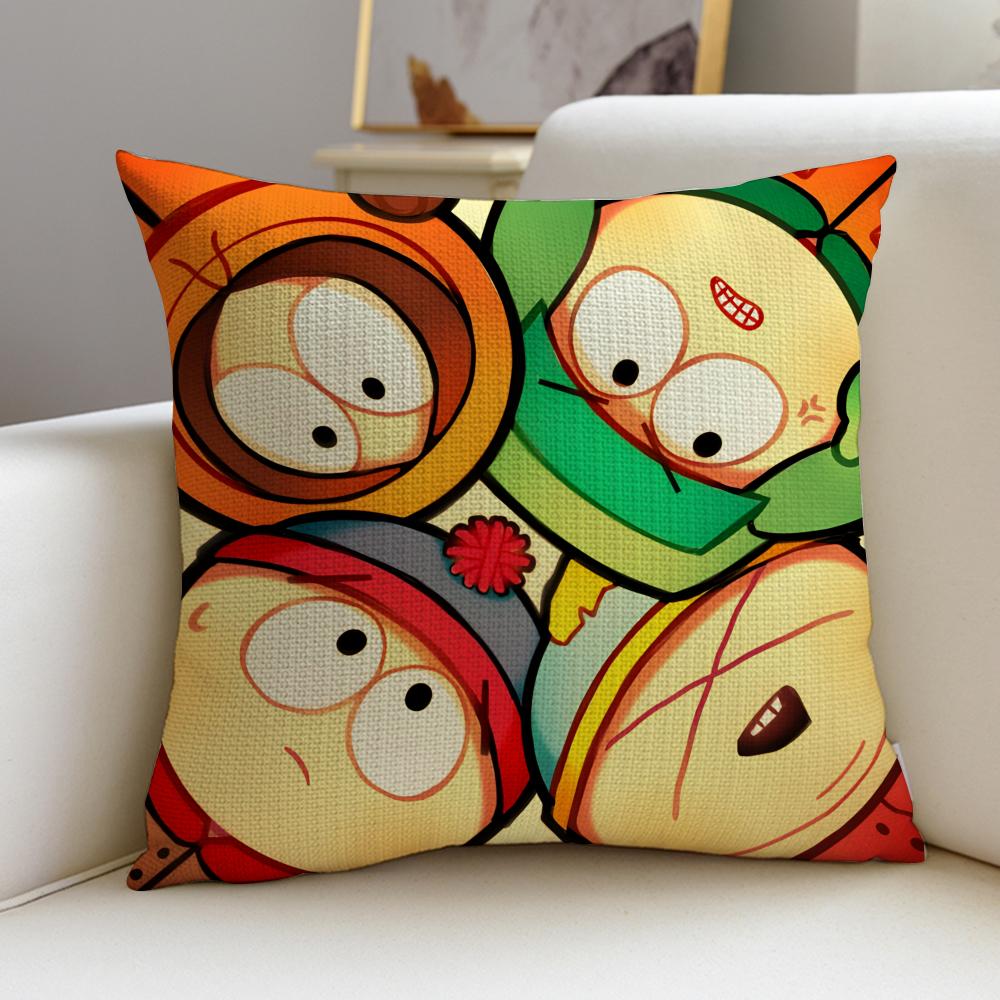 Satirical SSouth ParkS Cushion Cover Breathable and skinfriendly linen pillowcase square removable and washable cushion