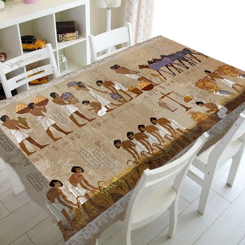 Vintage Indian Ancient Egypt Print Rectangle Tablecloth ,Kitchen Decor Waterproof Tablecloth Holiday Wedding Party Accessories