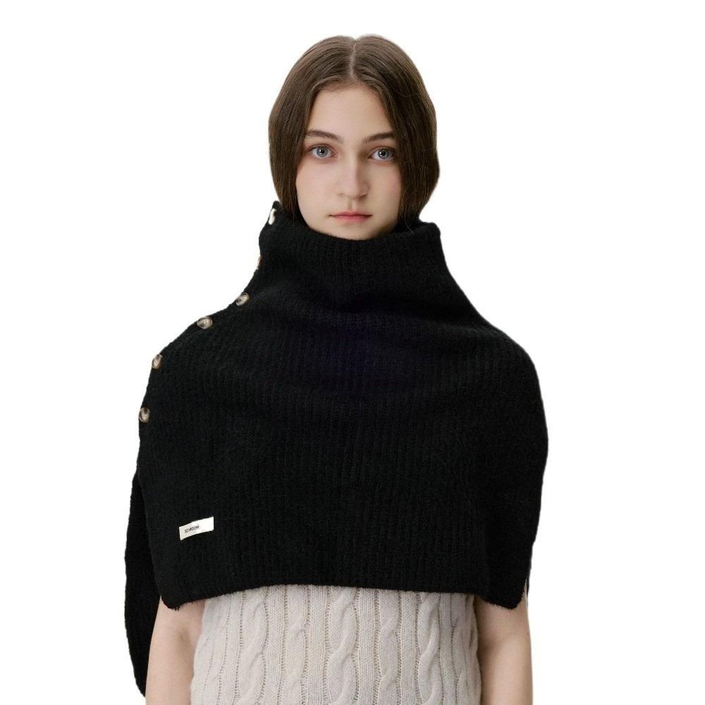 Korean Style Woolen Knitted Shawl Large Size Shoulder Shawl Women's Wrap Outerwear Cold Weather