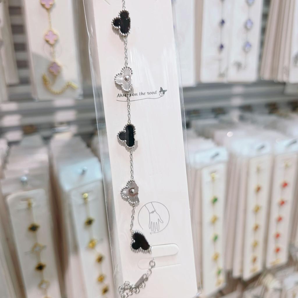 Двусторонний браслет «Пятицветник», «Четырехлистный клевер», титановая сталь, не выцветает, легкая роскошь, ювелирное изделие высокого класса