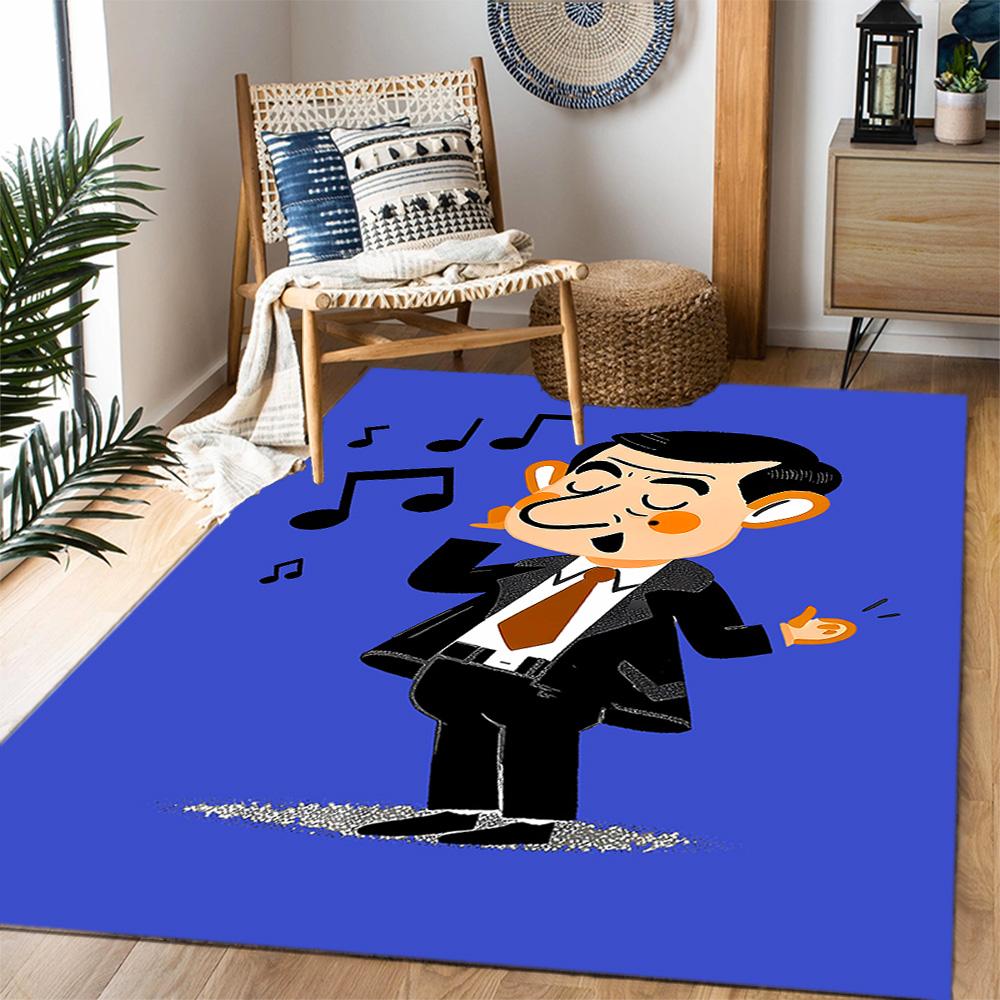 Mr. Bean's Adventure Themed Anti-Slip Rugs - Polyester Home Decor, Suitable for Bedrooms, Living Rooms, Doorways, Studios, and Decorations