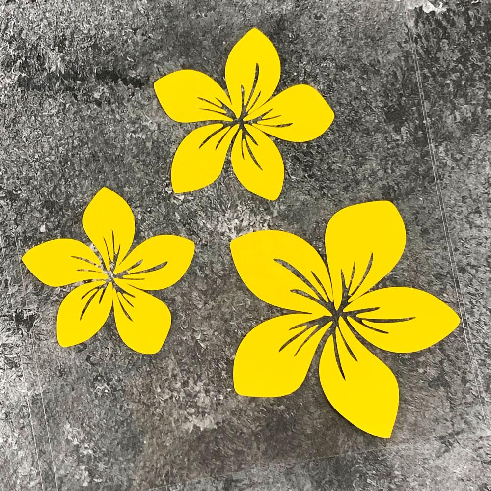 3Pcs Various Colors Pretty Flower Car Decals For Auto Rear Window Bumper Body Helmet Cover Scratches Water-Repellent Blossom Decals