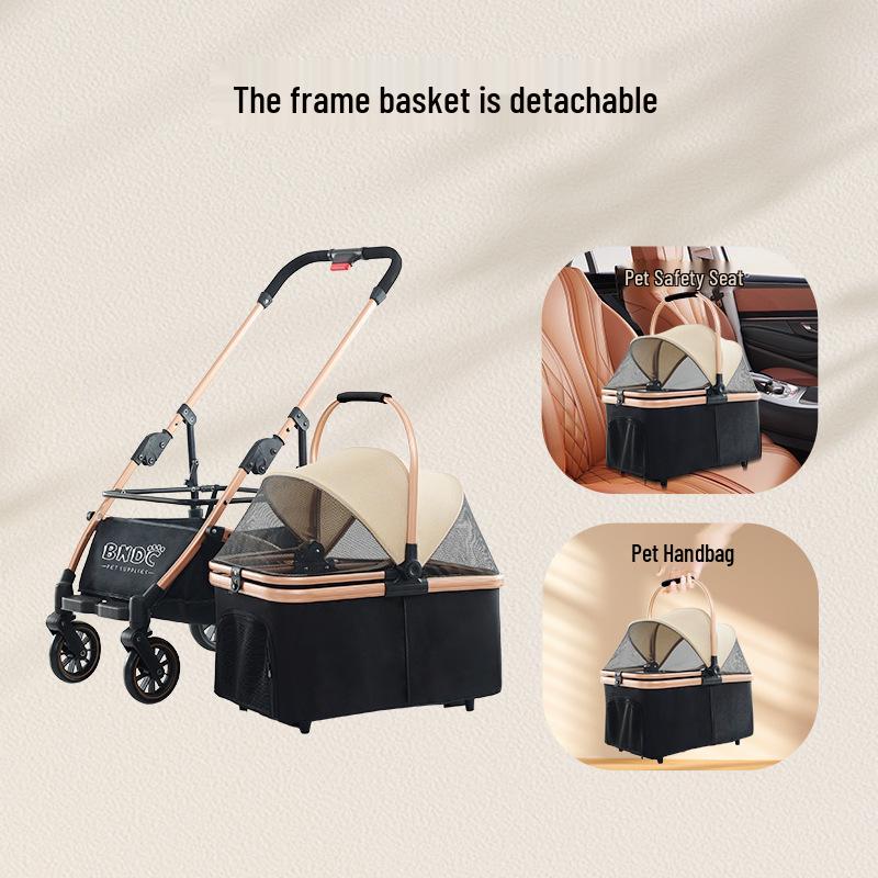 BNDC Universal Large Space Foldable Pet Stroller for Cats and Dogs