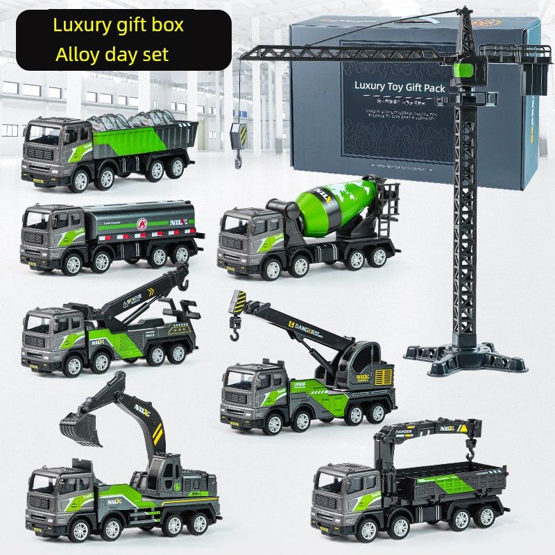 Детский набор инженерной техники из сплава Экскаватор Развивающие игрушки для мальчиков 2-4 лет 6 Кран Каток Бетономешалка