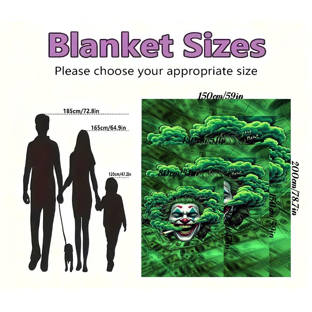 "Joker Money Green Art Print Poster"Blanket Flannel Throw Blanket for Sofa, Bed, Travel, Camping, Office