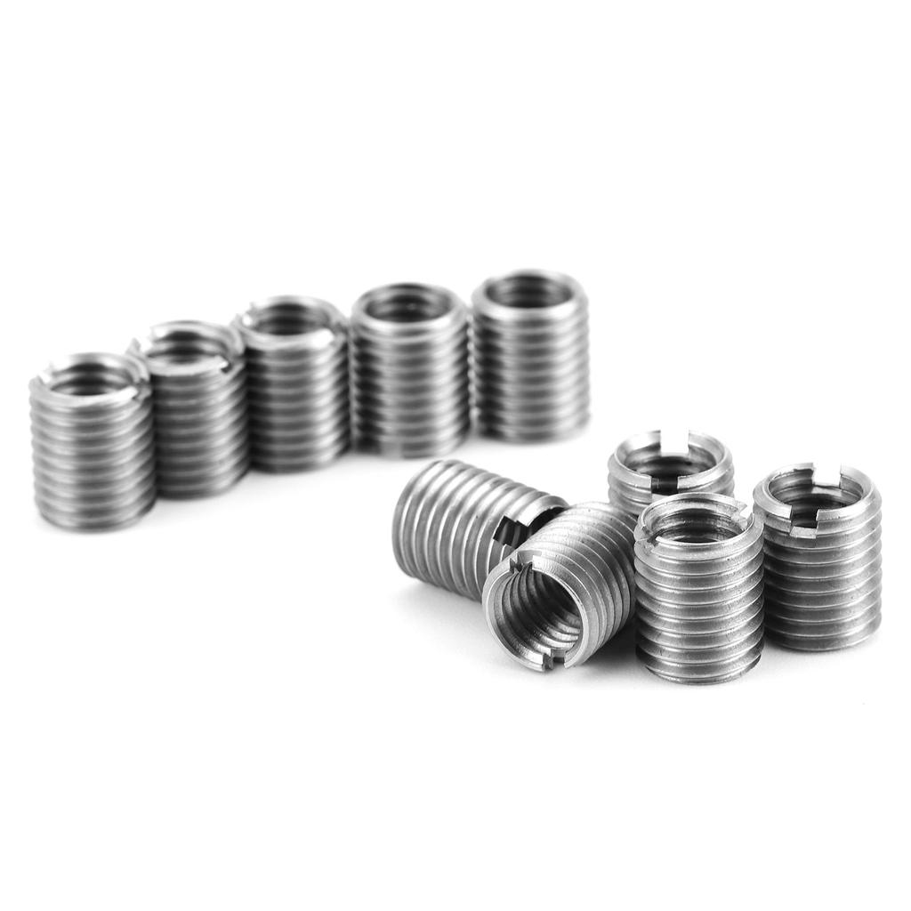 10Pcs Insert Nut Male Thread Repair Stainless Steel Slotting Sleeve Screw Repair Tool Kit
