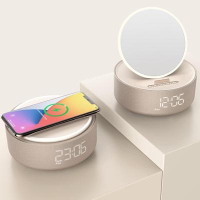 Будильник с динамиком Bluetooth, беспроводное зарядное устройство для динамика для iPhone/Samsung, зеркальные часы, беспроводная прикроватная лампа, подарки для женщин