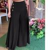 Women's Solid Color Button Large Size Wide Leg Pants Casual Elastic Pants
