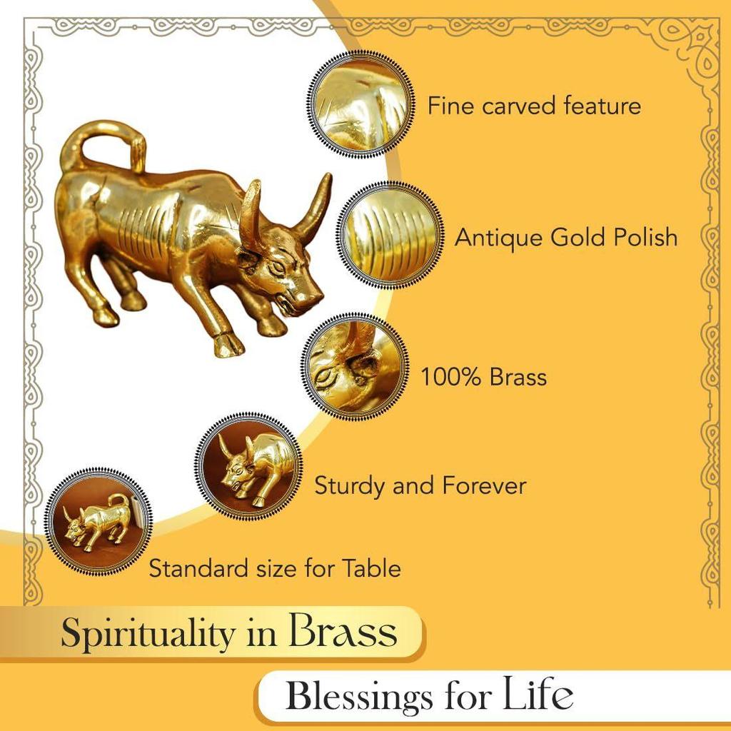 100% Pure Brass Bull Show Pieces for Home Decor Living Room Decorative Items |