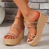 Fashion Fashion Chunky Wedges Slippers Women Transparent Pvc Thick Platform Sandals Woman 2025 Summer High Heels Sandles Plus Size 35-42