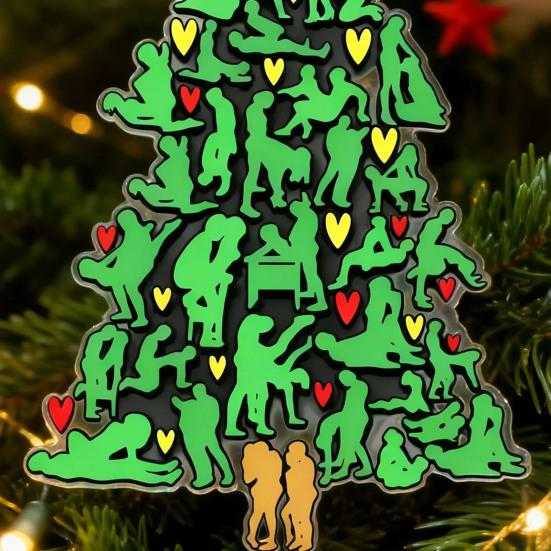 The Naughty Tree Cheeky Christmas Ornament Green Tree Shaped Christmas Hanging Decor Funny Adults Posture Ornaments Gag Gifts for Couples