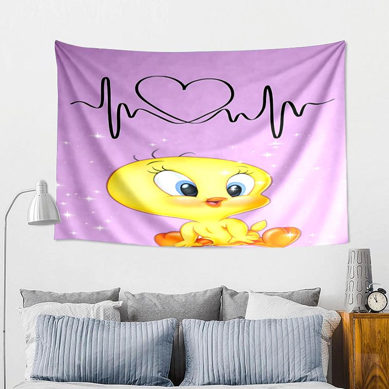 Yellow Bird Nightly Dreams Greeting Tapestry, Unique Design Tapestry, Wall Decor for Bedroom,Livingroom, Playroom,Heartwarming Fan Holiday Gifts
