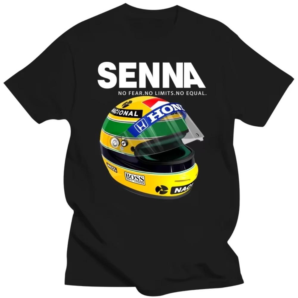 Мужская летняя футболка Ayrton Senna Helmet Футболки Топы Одежда 1 Гоночный автомобиль Мужская футболка с круглым вырезом и коротким рукавом Популярная мужская футболка большого размера