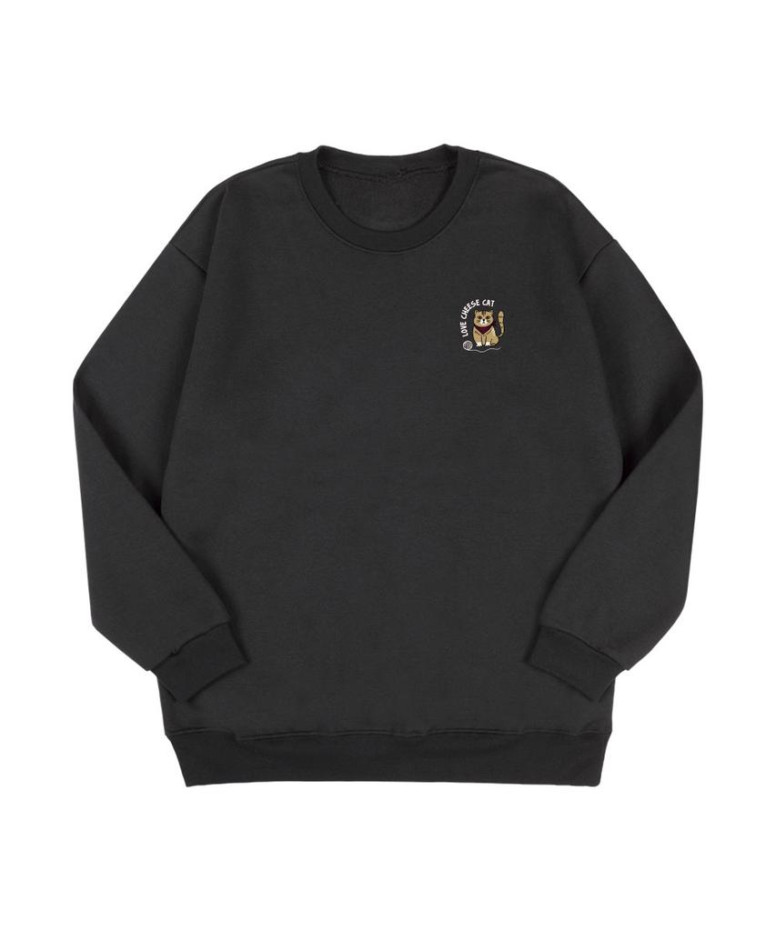 BEMIGHTY Cheese Cat Oversized Premium Double-Sided Sweatshirt [Navy] (A Type)