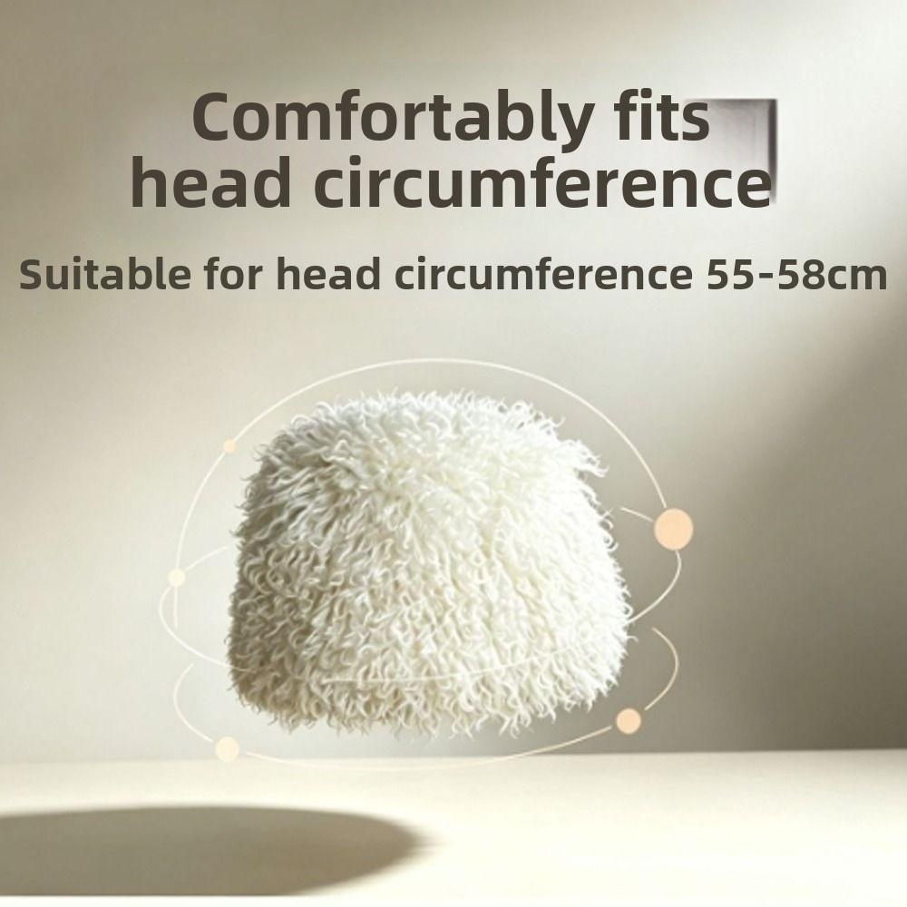 Thick Plush Faux Fur Winter Hat Polyester Curly Fur Hat Daily Fluffy Winter Cap Outdoor Casual