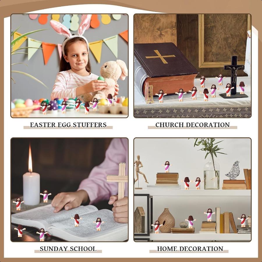 Мини-фигурки Иисуса оптом 50 штук с сумкой для хранения Маленькие фигурки Иисуса для религиозных христианских или наполнителей для пасхальных яиц Rubb