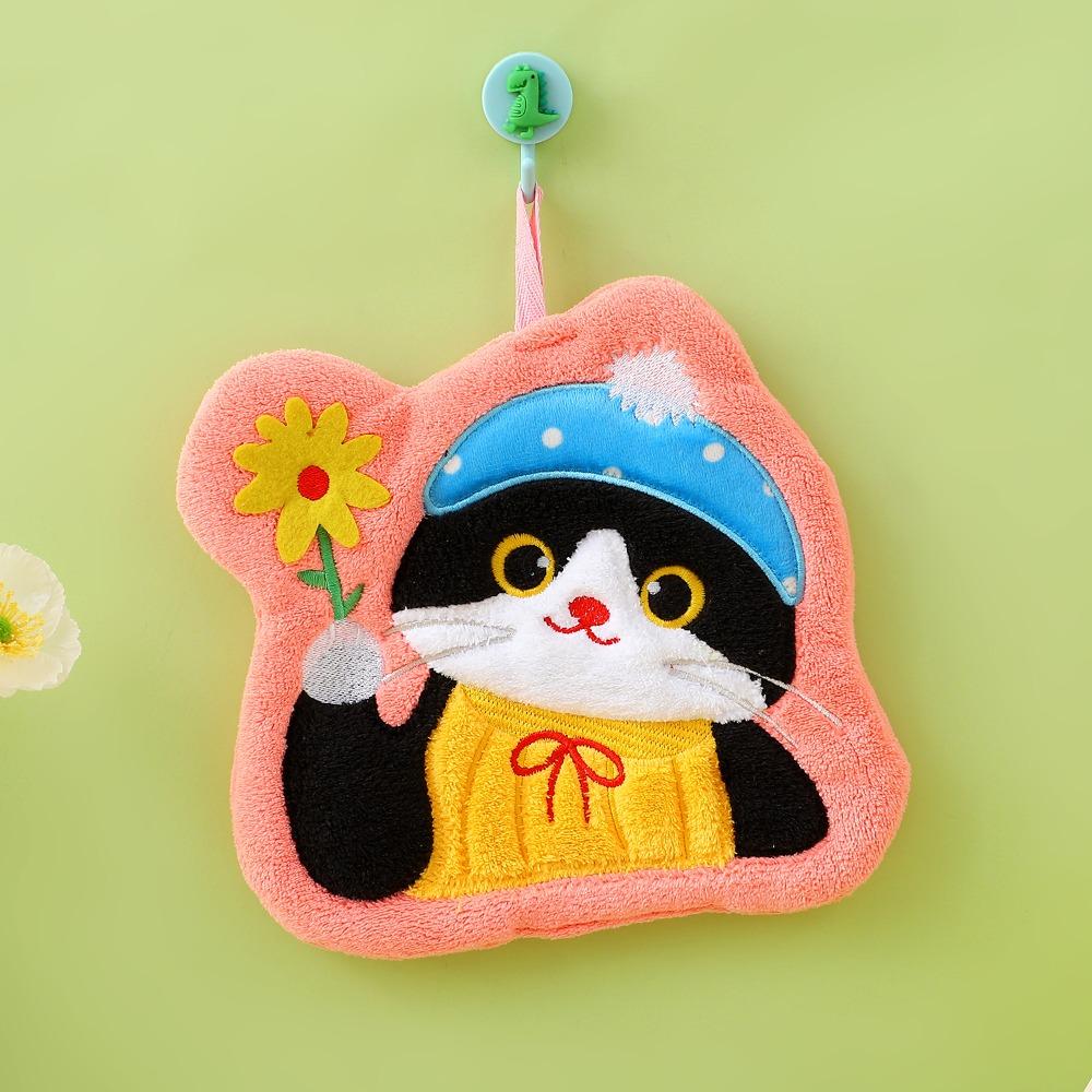 Coral Fleece Kitchen Toilet Handkerchief Cute Cat Bathroom Kerchief High Quality Washcloth