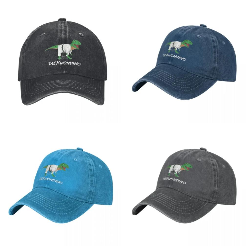 Taekwondino Dinosaur Graphic Washed Baseball Cap Cotton Adjustable Casual Adult Hat