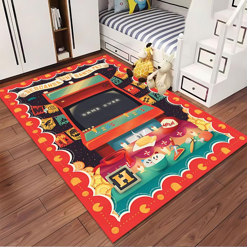 Retro Arcade Game Design Carpet suitable as a non-slip mat for the living room or bedroom sofa
