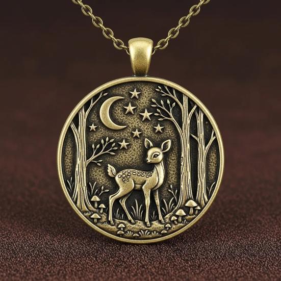 Лесное Ожерелье Подвеска Ожерелье Путешествующее Животное Луна Ювелирное Изделие Подарок для Природы