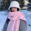 Новый мягкий восковой мохеровый однотонный шарф женский зимний универсальный утолщенный имитация кашемира шаль корейский теплый шарф модный