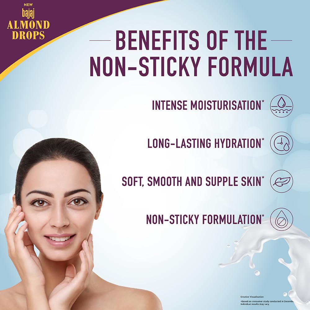 BAJAJ Миндальные капли Нелипкий лосьон для тела 600 мл Упаковка из 1 шт. Для длительной мягкой гладкой напитанной кожи