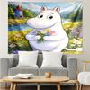 Moomin Print Tapestry, Backdrop, Easy Setup, Ideal for Bedroom, Office & Living Room, with Aesthetic Wall Hanging Decor.