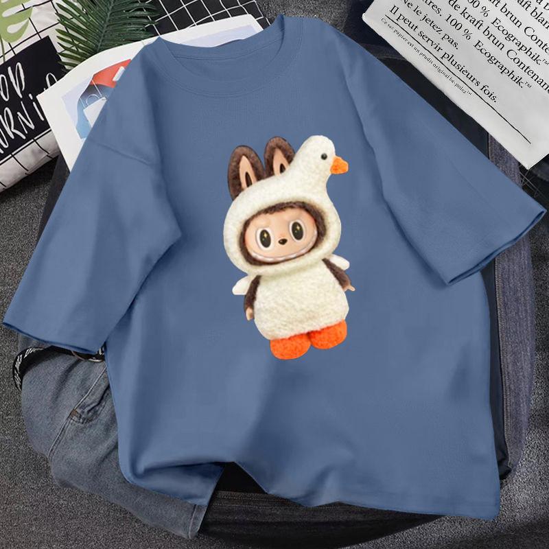 Футболка с коротким рукавом, топ, модный принт LABUBU, всепогодный, унисекс