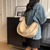 Commuter Canvas Shoulder Bag Tote Messenger Bag College Student Class Backpack Women's Fashion Large Capacity Solid Color Dumpling Bag