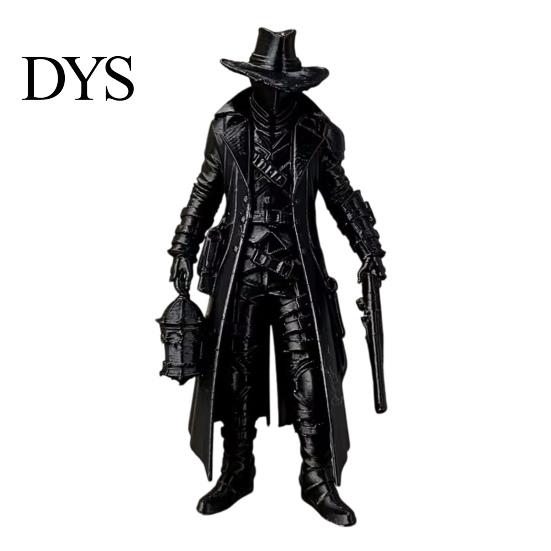 Матовая черная статуэтка 3D-печатный готический фонарь Охотник, Мужчина в темном плаще, Прочная статичная фигурка с плащом для Хэллоуина, Жуткая