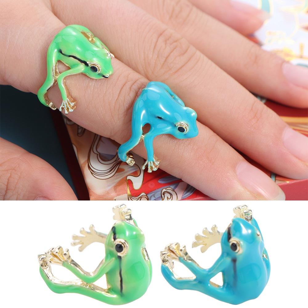 Enamel Green Frog Ring Weird Finger Ring Fashion Creative Frog Ring Girls