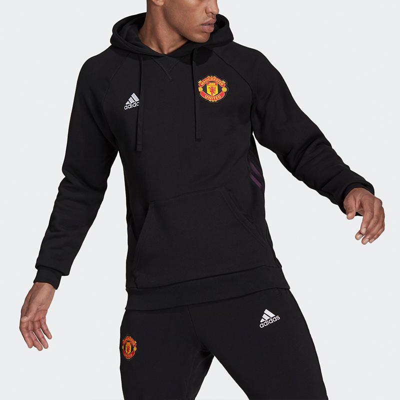 Adidas Мужская футбольная толстовка с вышитым логотипом Manchester United, черная GR3909