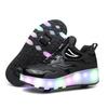 Overseas Runaway Shoes, Children's Wheel Shoes LED Ultra-light Luminous Charging Boys and Girls Light Shoes Sports Flying Woven Shoes